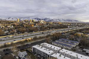 Aerial view with a mountain view