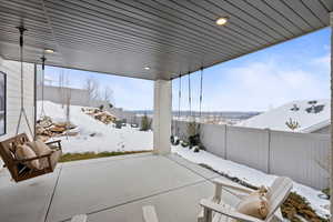 View of snow covered patio