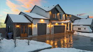 Modern farmhouse style home with a garage