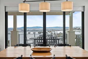 Dining space with a mountain view