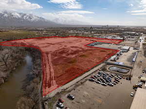 Drone / aerial view featuring a mountain view