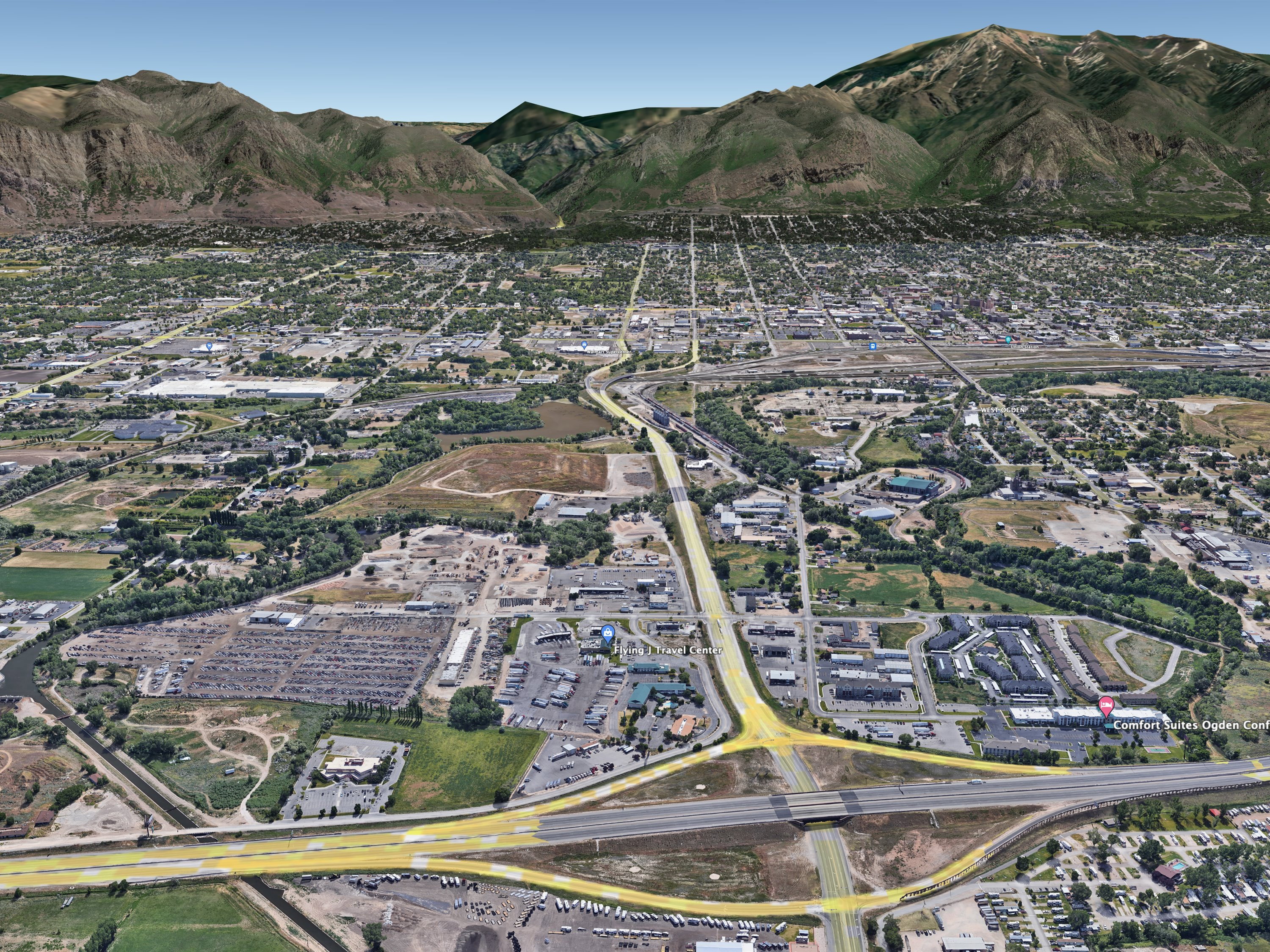 Aerial view featuring a mountain view