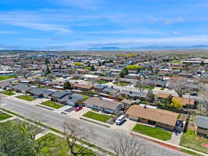 Aerial view with a residential view and a mountain view