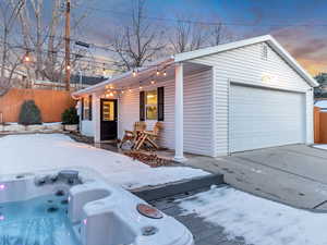 View of front of home with a garage