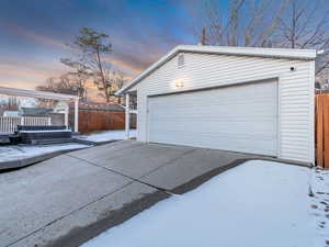 View of snow covered garage