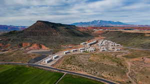 Aerial view featuring a mountain view