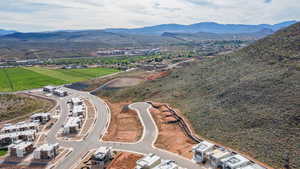 Drone / aerial view with a mountain view