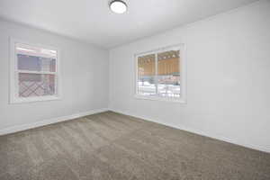 Carpeted spare room featuring a healthy amount of sunlight