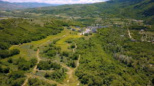 Drone / aerial view featuring a mountain view