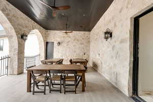 View of patio with ceiling fan