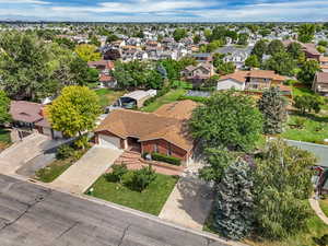 Aerial perspective of suburban area