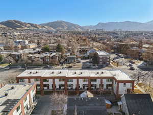 Aerial view featuring a mountain view