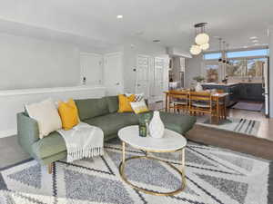 Tiled living room with sink