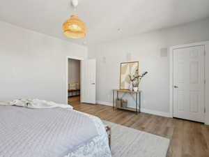 Bedroom with light wood-type flooring