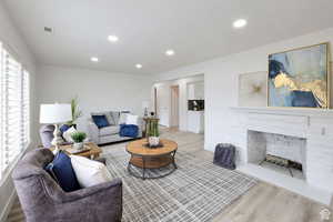 Living room featuring light wood-type flooring