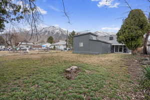 View of yard with a mountain view