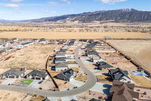 Aerial view featuring a mountain view
