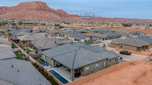 Bird's eye view with a mountain view