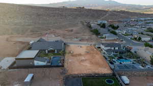 Drone / aerial view featuring a mountain view