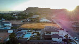 View of aerial view at dusk