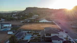 View of aerial view at dusk