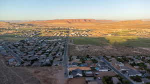 Drone / aerial view featuring a mountain view