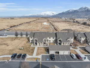 Aerial view featuring a mountain view