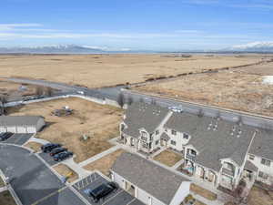 Drone / aerial view with a mountain view