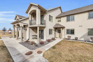 View of front of home featuring