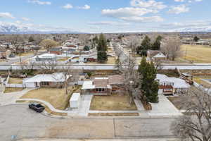 Aerial view featuring a mountain view