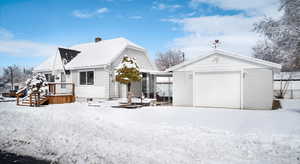 Exterior space featuring a garage