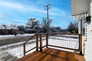 View of snow covered deck