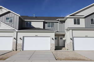 View of front of home with a garage