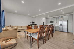 Dining area featuring light wood-type flooring