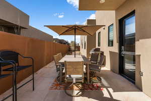 View of patio / terrace featuring outdoor dining area and a fenced backyard