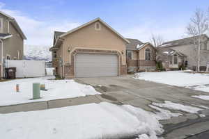 View of front of property with a garage