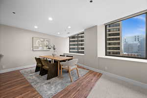 Dining space featuring hardwood / wood-style flooring