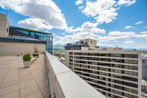 Balcony with a mountain view