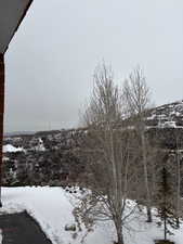 View of yard layered in snow