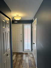 Entryway with dark hardwood / wood-style floors