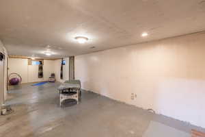 Unfinished basement family room