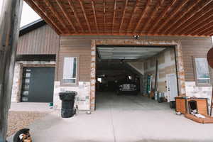 5 car garage that is large enough to fit an RV, and is wired for a mechanic lift.