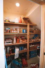 View of pantry just off the garage.