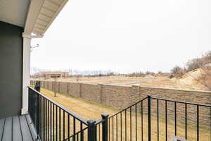 Balcony with a rural view