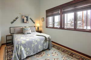 Bedroom featuring multiple windows and baseboards