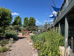 View of yard featuring a mountain view