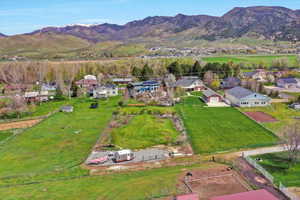 Aerial view with a residential view and a mountain view