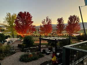 Exterior space featuring a mountain view