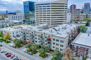 Bird's eye view with a city view