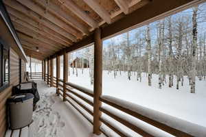 View of snow covered patio